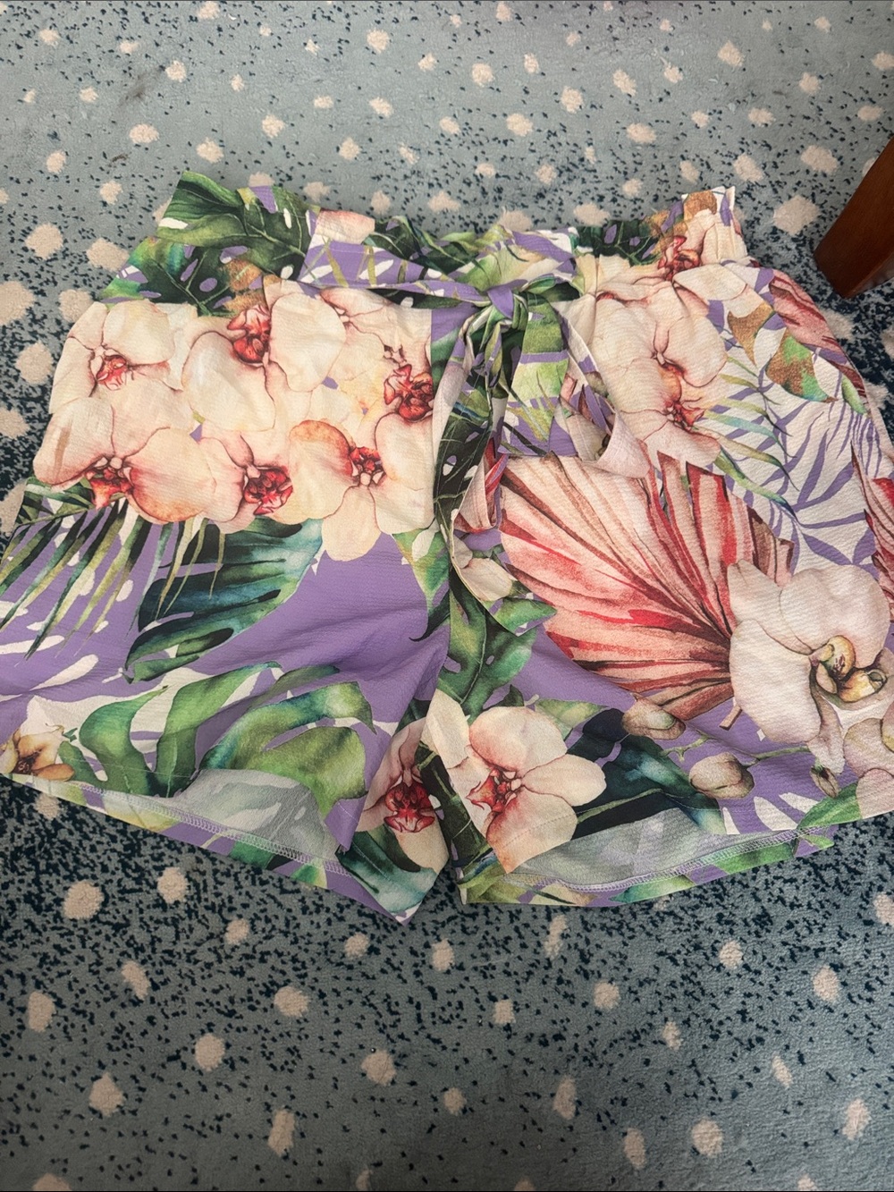 Floral Tie-Waist Women’s Shorts - Lavender